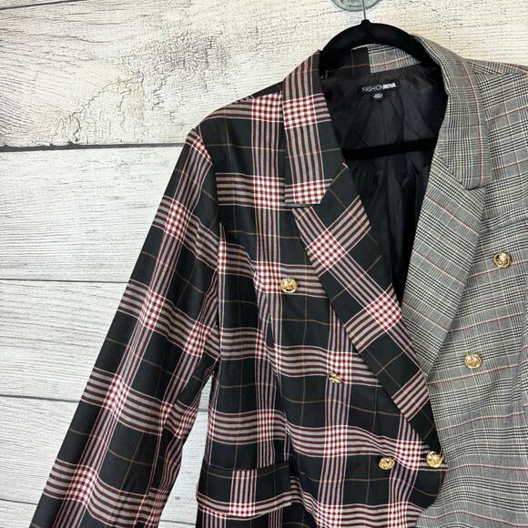 Women's Plaid and Gray Blazer - Picture 7 of 8